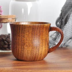 wooden vintage teacup, handmade wood mug, coffee espresso tea cup, trumpet-shape tea cup for kitchen and living room