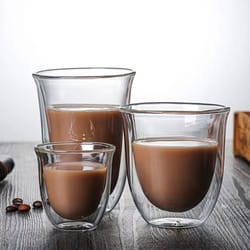 double layer transparent mug, high silicate glass, heat insulation cup for coffee tea breakfast milk juice beer