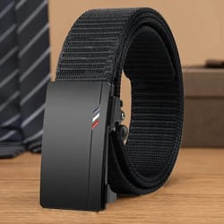 men outdoor sports belt with quick release automatic buckle - black quality belt
