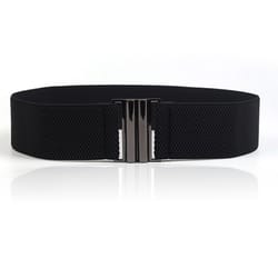 women elastic band wide belt, black strap, simple down coat waist belt, female buckle dress decoration accessory