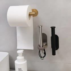self adhesive toilet paper holder, gold stainless steel wall mount towel roll dispenser, no punching paper hooks for bat