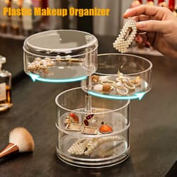 rotating jewelry storage box, makeup storage rack, bracelet earring organizer, rotating plastic display rack