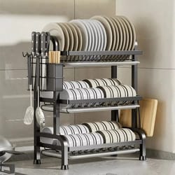 kitchen dish rack, multi functional storage drain racks, portable tableware organizer, multi-layer household desktop