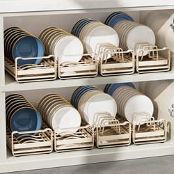 pull out cabinet dish storage rack, stainless steel plate drain stand holder, kitchen drawer built-in bowl rack basket