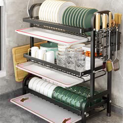 dish rack, space saving kitchen counter top utensil holder, large capacity dish drainer for table ware