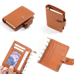 regular rings planner, pebbled grain cowhide mini notebook, rings organiser journey diary
