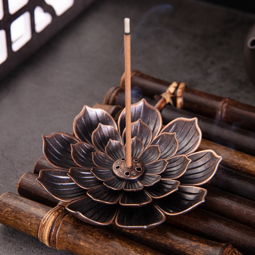 Alloy Incense Burner Stick Holder Buddhism Lotus Line Incense Plate Sandalwood Coil Base For Temple 4