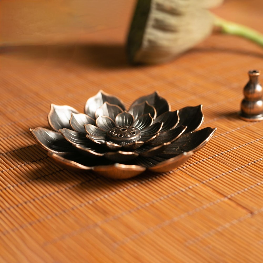Alloy Incense Burner Stick Holder Buddhism Lotus Line Incense Plate Sandalwood Coil Base For Temple 3