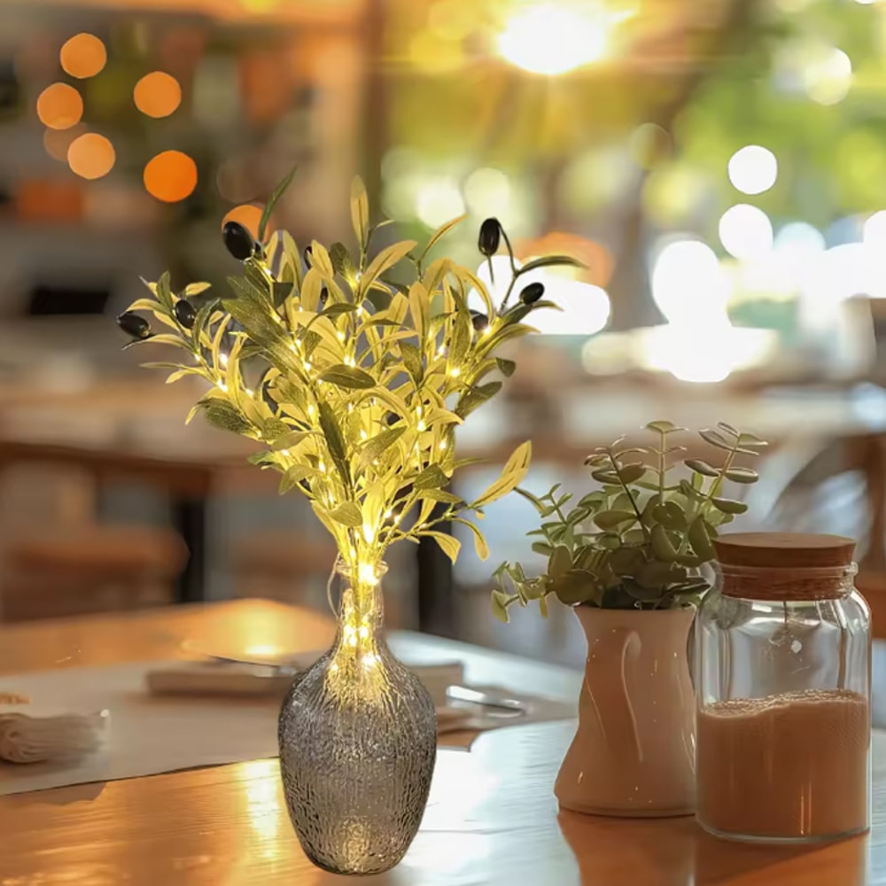 Olive Branches Night Light For Vases Battery Powered Olive Leaf Light String For Room Wedding Decor 1