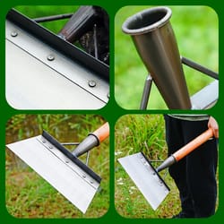 heavy duty steel garden shovel, multi-function flat spade, planting, weeding, and farm tools with gloves