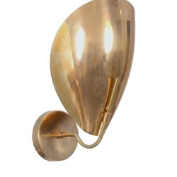mid century brass wall lamp light conchi curved shade raw hallw