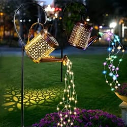 solar watering can garden light with led fairy stream for outdoor decor