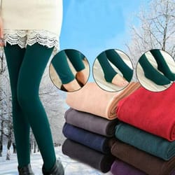 women's thick thermal fleece pantyhose full-length winter tights