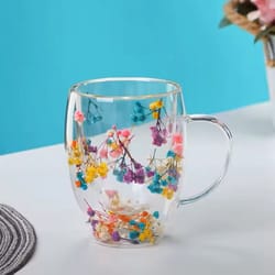 double wall glass coffee mug with handle