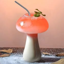 mushroom cocktail glass cup with straw for drinks and coffee