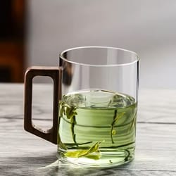 400ml heat-resistant glass mug with walnut handle
