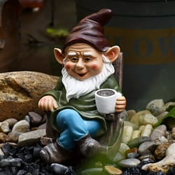 lazy garden gnome in rocking chair resin outdoor decoration