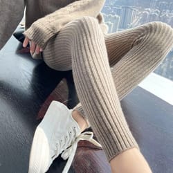 slim leggings women high waist casual thermal knitted trousers
