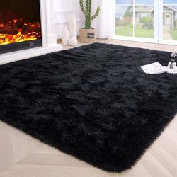 fluffy area rug for bedroom and living room with non slip backing
