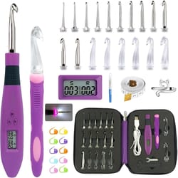 24pcs lighted crochet hook set with counter ergonomic knitting needles kit for beginners