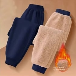 kids fleece lined warm sports pants casual winter trousers