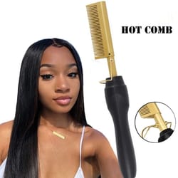 2 in 1 electric hot comb hair straightener and curler – adjustable heating for wet or dry hair styling