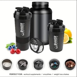 shaker bottle with power container 2 tiers protein shakes powder shaker bottle sports water bottle ideal for sports gym