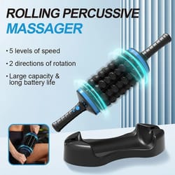 cordless roller body massager with 360 degree percussive rolling