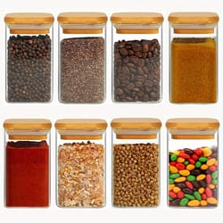 10oz glass storage jars with bamboo airtight lids – clear food containers for kitchen and pantry organization