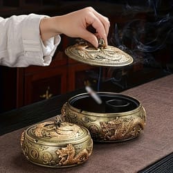 modern resin round ashtray with lid – anti-fly design for home and office decor