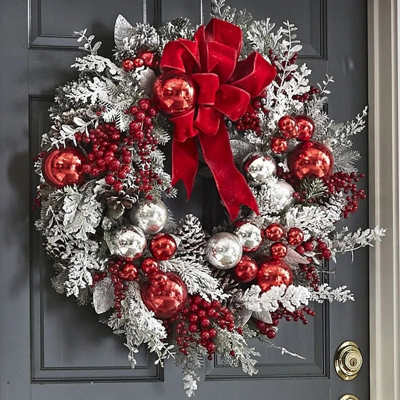 Flocked PVC Christmas Wreath And Garland Decor For Doors Trees And Holiday Home Styling 10