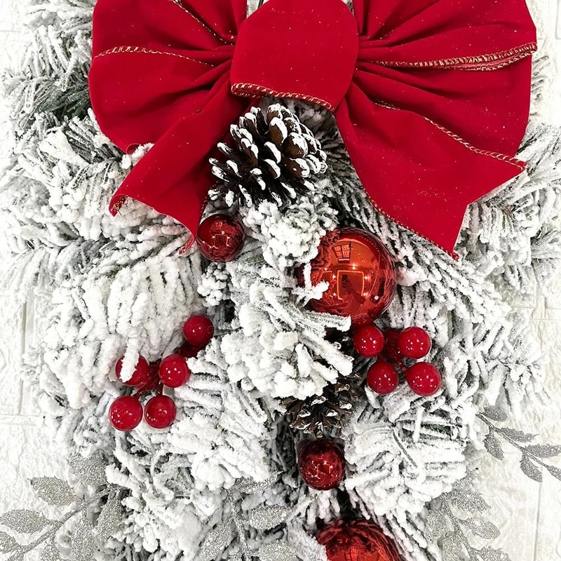 Flocked PVC Christmas Wreath And Garland Decor For Doors Trees And Holiday Home Styling 5
