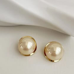 golden pearl stud earrings for women