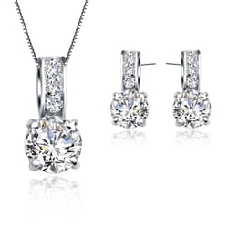 cubic zirconia bridal necklace and stud earrings set