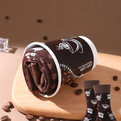 mens mid calf coffee cup novelty socks comfortable fun gift set