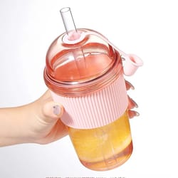 630ml straw water bottle with lid reusable drink cup