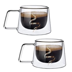 double wall glass espresso cup with handle