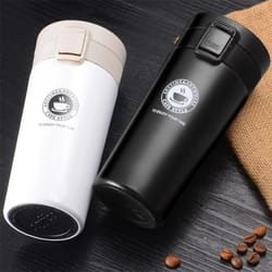 leak proof stainless steel travel coffee mug with vacuum insulation and safety lock