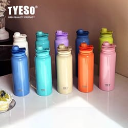 stainless steel travel thermos bottle with insulated tumbler design for hot and cold drinks