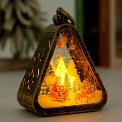 mini christmas led triangle lantern – festive santa & snowman table ornament & party scene prop