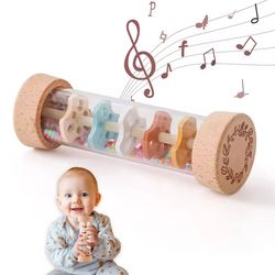 soothingsounds montessori rain stick – sensory rattle toy for babies and toddlers