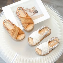 sunbloom girls summer sandals – soft sole ethnic style princess shoes for kids