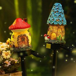 solar mushroom garden light – waterproof resin led decor for outdoor lawn & pathways