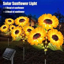 sunglow solar sunflower lights – waterproof outdoor landscape stakes for garden, lawn & pathway decor