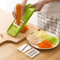 slicepro stainless steel mandoline slicer with 3 interchangeable blades