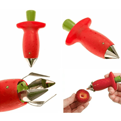 berryprep 3-in-1 strawberry slicer – corer, huller & fruit cutter tool for salads and desserts