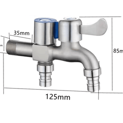 aquaflow stainless steel dual outlet faucet with independent controls for bathroom and bidet use