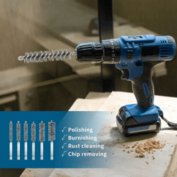 proclean 6 piece stainless steel wire brush set for pipe and hole cleaning with hex shank