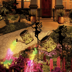 vintage solar watering can fairy lights – hanging led lantern garden decor for patio, yard, or balcony