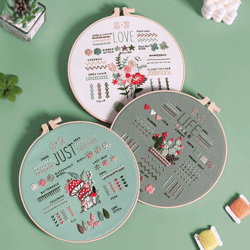 3-piece embroidery kit for beginners – stamped cross stitch set with tools and practice patterns